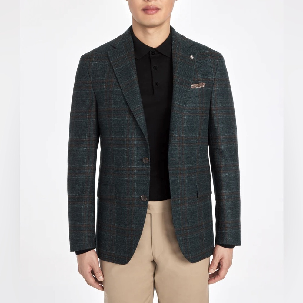 NEW Jack Victor Midland Contemporary Fit Plaid Wool Blazer, Size 36S Retail $798 - Picture 1 of 10